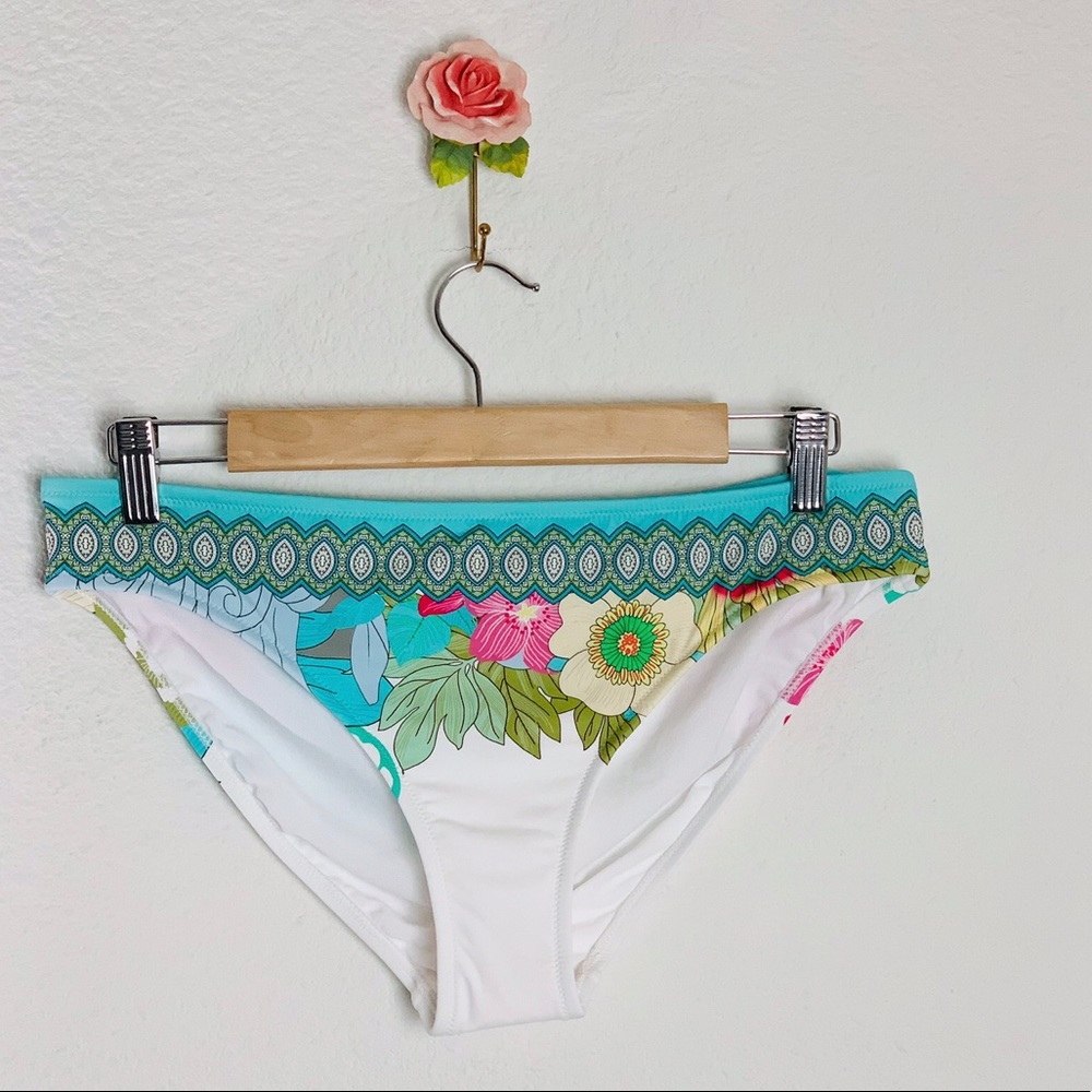 Johnny Was Blue Floral Faye Hipster Bikini Bottoms Sz XS